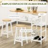 Juego De Muebles Altos De Mdf Acero Homcom 119x38,5x88,5 Cm-blanco