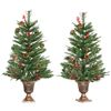 2 Piezas De Árbol De Navidad De Pe Pvc Acero Pp Homcom Ø48x90cm-verde