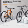 Aparcamiento Para 5 Bicicletas Homcom Acero, 145x33x27 Cm, Plata