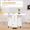 Mesa De Comedor De Madera Acero Plástico Homcom 120x60x76,5 Cm-blanco