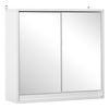 Armario De Baño De Mdf Melamina Vidrio Homcom 48x14,5x45 Cm-blanco