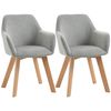 Sillas De Terciopelo Espuma Madera De Caucho Homcom 54x57x80 Cm-gris