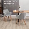 Sillas De Terciopelo Espuma Madera De Caucho Homcom 54x57x80 Cm-gris