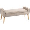 Baúl Almacenaje De Lino Espuma Madera Caucho Homcom 120x45x54cm-beige