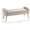 Baúl Almacenaje De Lino Espuma Madera Caucho Homcom 120x45x54cm-beige