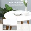 Mesa De Comedor De Mdf Metal Homcom Ø72x75 Cm-blanco