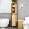 Armario Alto Baño De Melamina Madera Acero Kleankin 30x28x168cm-roble