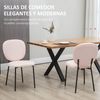 2 Sillas De Comedor De Poliéster Espuma Acero Homcom 46x59x82 Cm-rosa