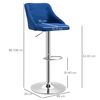 Taburetes De Bar De Poliéster Acero Espuma Homcom 48x49x88-108cm-azul