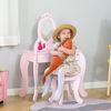 Tocador Infantil De Madera Para Niñas Con Taburete Espejo Rosa Homcom