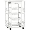 Carrito De Cocina De Pino Baldosas Metal Homcom 57x37x83 Cm-blanco