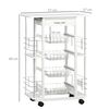 Carrito De Cocina De Pino Baldosas Metal Homcom 57x37x83 Cm-blanco