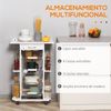 Carrito De Cocina De Pino Baldosas Metal Homcom 57x37x83 Cm-blanco