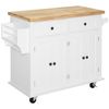 Isla Cocina Mdf Melamina Madera Caucho Homcom 111x44,5x82,5cm-blanco