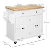 Isla Cocina Mdf Melamina Madera Caucho Homcom 111x44,5x82,5cm-blanco