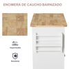 Isla Cocina Mdf Melamina Madera Caucho Homcom 111x44,5x82,5cm-blanco