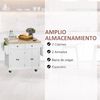 Isla Cocina Mdf Melamina Madera Caucho Homcom 111x44,5x82,5cm-blanco