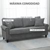 Sofá De 3 Plazas De Poliéster Espuma Madera Homcom 196x80,5x89cm-gris