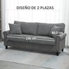 Sofá De 3 Plazas De Poliéster Espuma Madera Homcom 196x80,5x89cm-gris