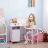 Juego De Mesa Y Silla Infantil Madera Con Pizarra Blanca Rosa Homcom