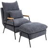 Sillón Con Reposapiés De Pana Espuma Acero Homcom 68x91,5x88 Cm-gris