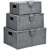 Cajas De Almacenaje De Ratán Pp Metal Homcom 35,5x28,5x18 Cm-gris