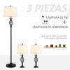 Lámparas De Mesa Lámpara Pie De Metal Ps Tela Homcom Ø38x158cm-blanco