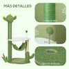 Árbol Para Gatos De Madera Felpa Sisal 45x45x90 Cm-pawhut. Verde