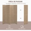 Biombo De Cuerda De Papel Madera Pino Homcom 180x180 Cm-marrón Blanco