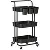 Carrito De Cocina De Acero Abs Homcom 42x38x86,5 Cm-negro