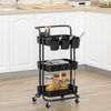 Carrito De Cocina De Acero Abs Homcom 42x38x86,5 Cm-negro