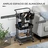 Carrito De Cocina De Acero Abs Homcom 42x38x86,5 Cm-negro