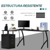 Escritorio Esquinero De Mdf Metal Homcom 143,5x143,5x76 Cm-negro