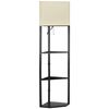 Lámpara De Pie Estantes De Mdf Tela Homcom 50x37x159cm-negro Y Beige