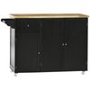 Isla De Cocina De Madera De Caucho Mdf Homcom 135x45x94,5 Cm-negro