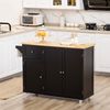 Isla De Cocina De Madera De Caucho Mdf Homcom 135x45x94,5 Cm-negro