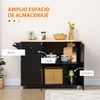 Isla De Cocina De Madera De Caucho Mdf Homcom 135x45x94,5 Cm-negro