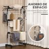 Tendedero Para Ropa De Acero Pp Homcom 73x64x177 Cm-negro Y Blanco