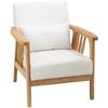 Sillón De Terciopelo Espuma Madera De Caucho Homcom 68x75x78 Cm-crema