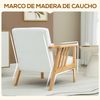 Sillón De Terciopelo Espuma Madera De Caucho Homcom 68x75x78 Cm-crema