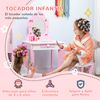 Tocador Infantil Madera Para Niñas Con Taburete Y Espejos Rosa Homcom