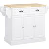 Isla De Cocina De Mdf Madera De Caucho Homcom 110x45x91 Cm-blanco