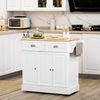 Isla De Cocina De Mdf Madera De Caucho Homcom 110x45x91 Cm-blanco