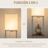 Lámpara De Pie Estantes De Mdf Metal Tela Homcom 26x26x159 Cm-blanco