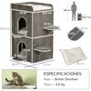 Caseta Para Gatos De Madera Algodón Pp Felpa 68x53x80,5cm-pawhut.gris