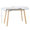 Mesa Comedor De Vidrio Templado Acero Homcom 120x60x76cm-transparente