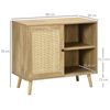 Aparador De Cocina De Madera Ratán Homcom 80x39x70 Cm-madera Natural