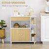 Carrito De Cocina De Melamina De Madera Homcom 80x39x85,5 Cm-roble