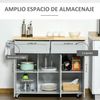 Isla De Cocina De Mdf Madera De Caucho Homcom 121x46x91 Cm-gris