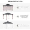 Cenador De Jardín De Poliéster Metal Aluminio 3,6x3 M-outsunny.negro